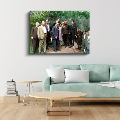 Atatürk ve Devlet Erkânı - Cumhuriyet Dönemi Kanvas Tablo