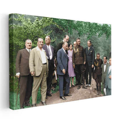 Atatürk ve Devlet Erkânı - Cumhuriyet Dönemi Kanvas Tablo
