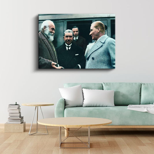 Atatürk ve Diplomatik Görüşme - Devlet Adamlığı Kanvas Tablo