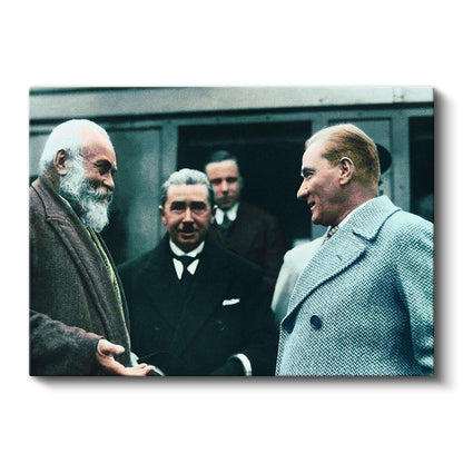 Atatürk ve Diplomatik Görüşme - Devlet Adamlığı Kanvas Tablo