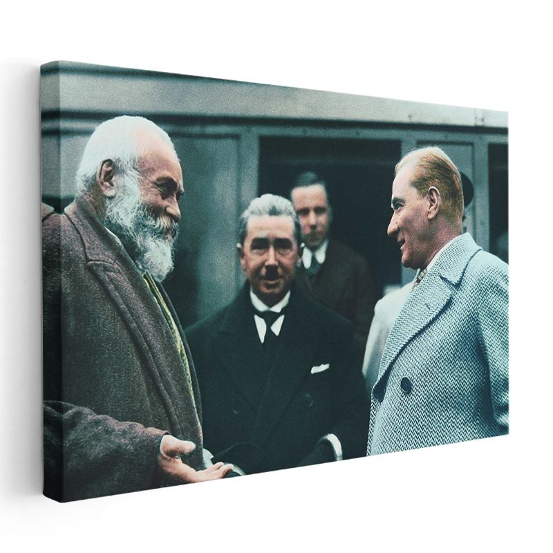 Atatürk ve Diplomatik Görüşme - Devlet Adamlığı Kanvas Tablo