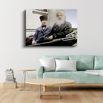 Atatürk ve Şeyh Sünusi - Tarihi Buluşma Kanvas Tablo