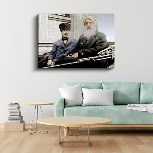 Atatürk ve Şeyh Sünusi - Tarihi Buluşma Kanvas Tablo