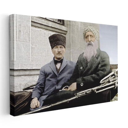 Atatürk ve Şeyh Sünusi - Tarihi Buluşma Kanvas Tablo
