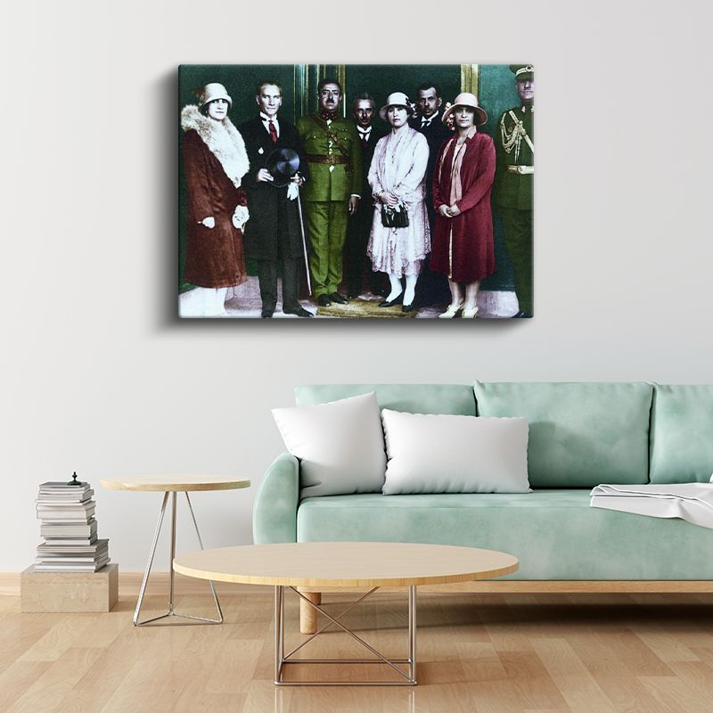 Atatürk ve Yabancı Konuklar - Resmi Kabul Kanvas Tablo