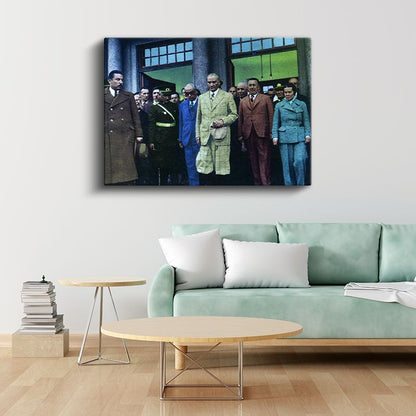 Atatürk ve Devlet Ziyareti - Resmi Törende Kanvas Tablo