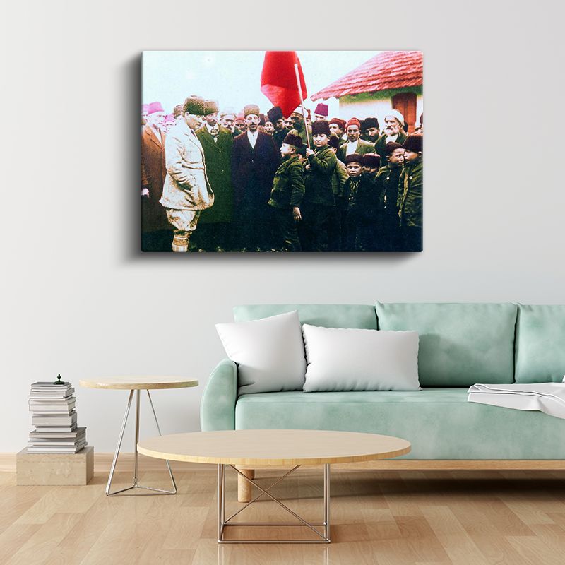 Atatürk ve Gençlik - Bayrak Töreni Kanvas Tablo