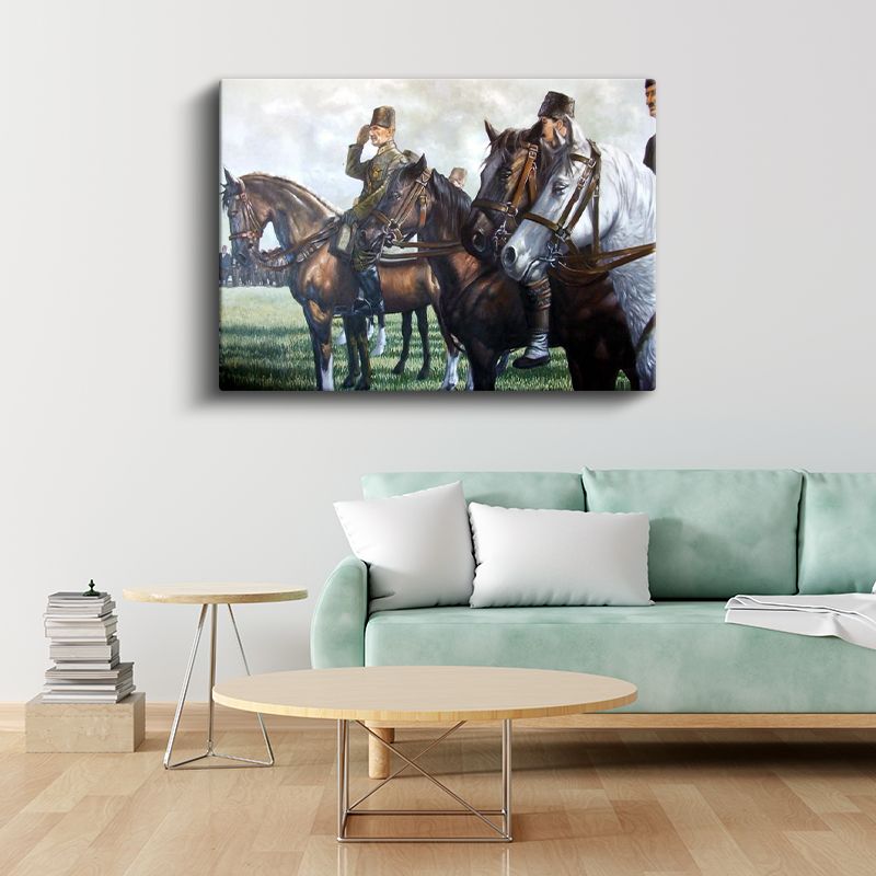 Atatürk ve Atlı Birlikler - Askeri Tören Kanvas Tablo