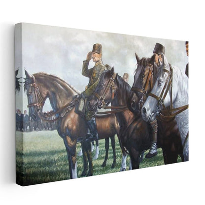 Atatürk ve Atlı Birlikler - Askeri Tören Kanvas Tablo
