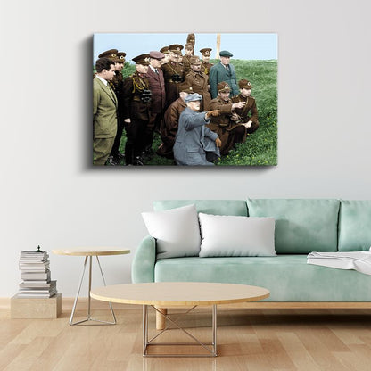 Atatürk ve Askeri İnceleme - Saha Komutasında Kanvas Tablo