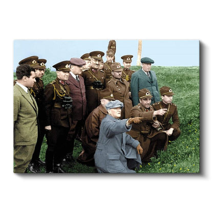 Atatürk ve Askeri İnceleme - Saha Komutasında Kanvas Tablo