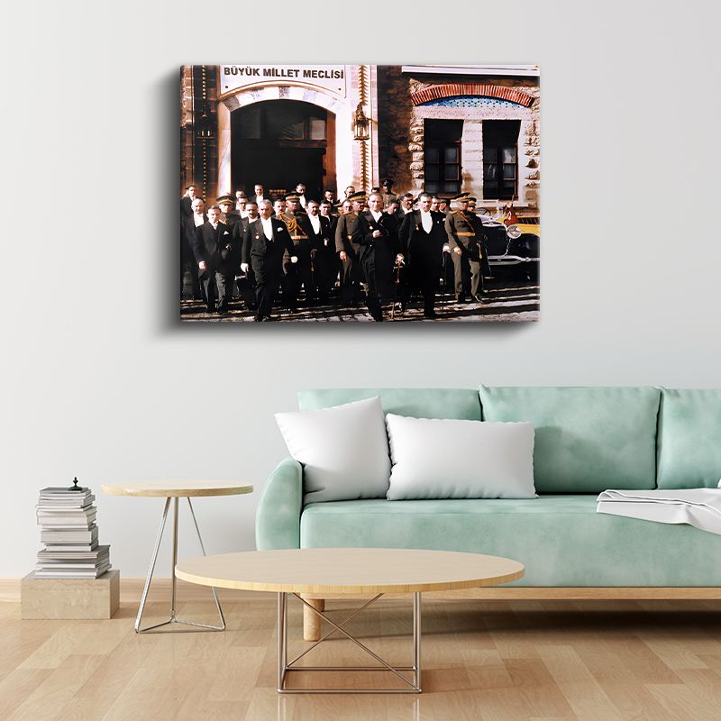 Atatürk ve Meclis - Cumhuriyet'in Temelinde Kanvas Tablo