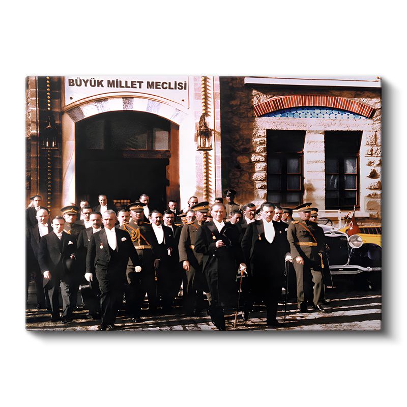 Atatürk ve Meclis - Cumhuriyet'in Temelinde Kanvas Tablo