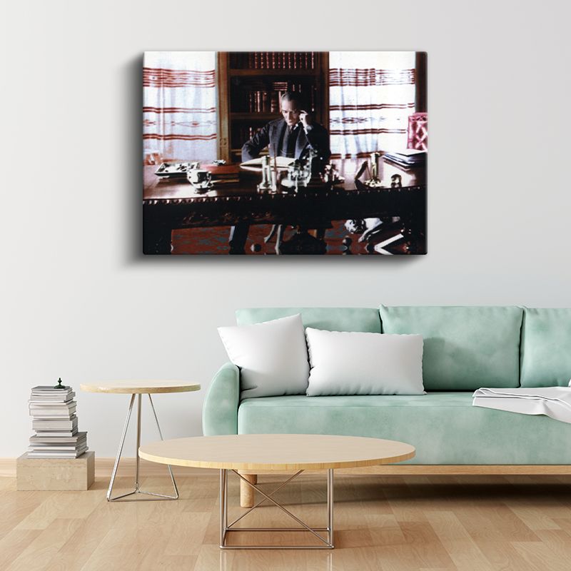 Atatürk ve Çankaya Köşkü - Liderlik Makamında Kanvas Tablo