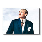 Yatay Kanvas Tablo Atatürk Bulutlu Fon Portre Atatürk Tablosu Ev Ofis Duvar Dekoru