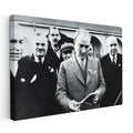 Yatay Kanvas Tablo Atatürk Heyetle Kitap İnceleme Atatürk Tablosu Ev Ofis Duvar Dekoru