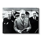Yatay Kanvas Tablo Atatürk Heyetle Kitap İnceleme Atatürk Tablosu Ev Ofis Duvar Dekoru