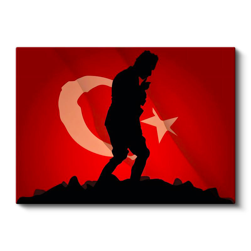 Yatay Kanvas Tablo Atatürk Kocatepe Grafik Silüet Atatürk Tablosu Ev Ofis Duvar Dekoru
