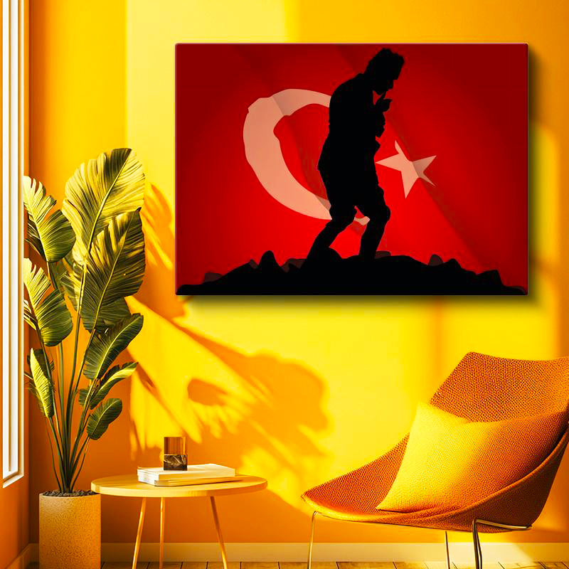 Yatay Kanvas Tablo Atatürk Kocatepe Grafik Silüet Atatürk Tablosu Ev Ofis Duvar Dekoru