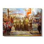 Yatay Kanvas Tablo Atatürk İzmir Girişi Atatürk Tablosu Ev Ofis Duvar Dekoru