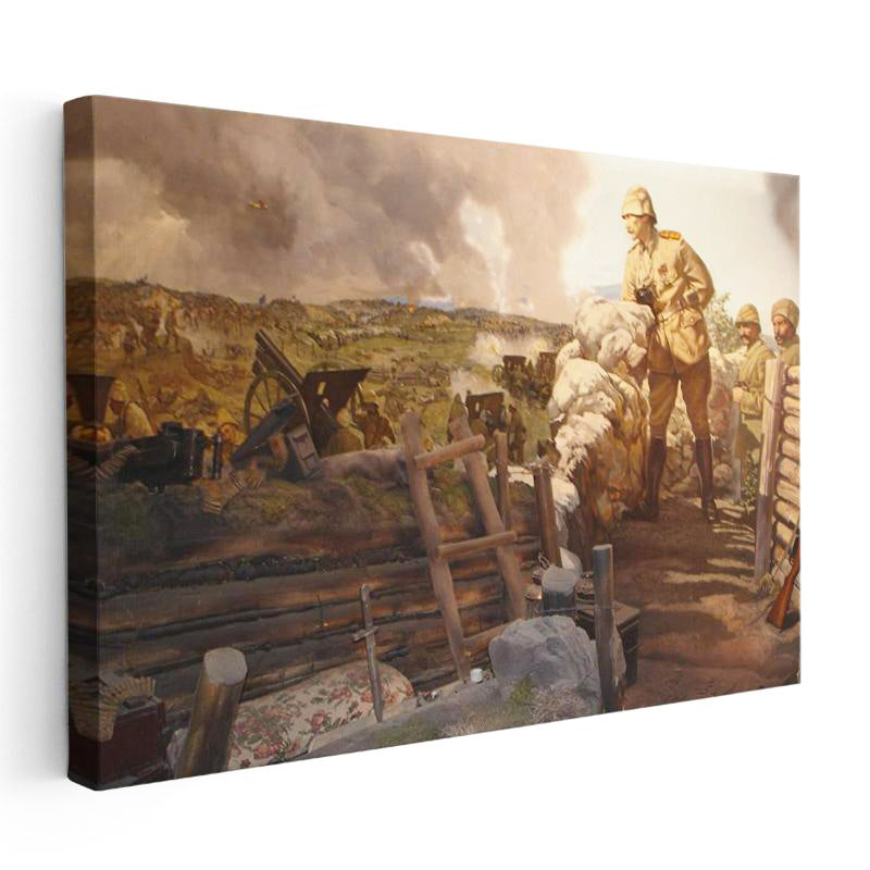 Yatay Kanvas Tablo Atatürk Cephe Dürbünü Atatürk Tablosu Ev Ofis Duvar Dekoru