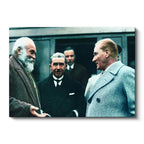 Yatay Kanvas Tablo Atatürk Tren Garı Sohbeti Atatürk Tablosu Ev Ofis Duvar Dekoru