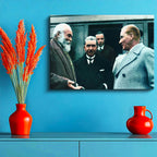 Yatay Kanvas Tablo Atatürk Tren Garı Sohbeti Atatürk Tablosu Ev Ofis Duvar Dekoru