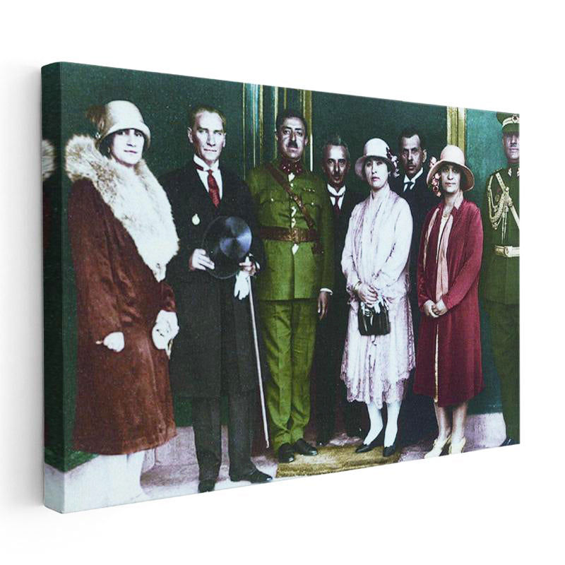 Yatay Kanvas Tablo Atatürk Resmi Karşılama Atatürk Tablosu Ev Ofis Duvar Dekoru