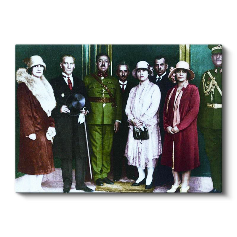 Yatay Kanvas Tablo Atatürk Resmi Karşılama Atatürk Tablosu Ev Ofis Duvar Dekoru