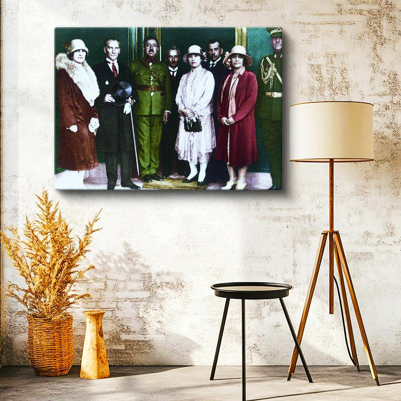 Yatay Kanvas Tablo Atatürk Resmi Karşılama Atatürk Tablosu Ev Ofis Duvar Dekoru
