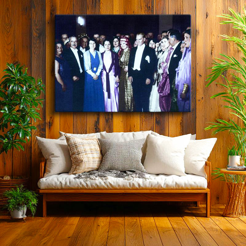 Yatay Kanvas Tablo Atatürk Smokinli Davet Atatürk Tablosu Ev Ofis Duvar Dekoru