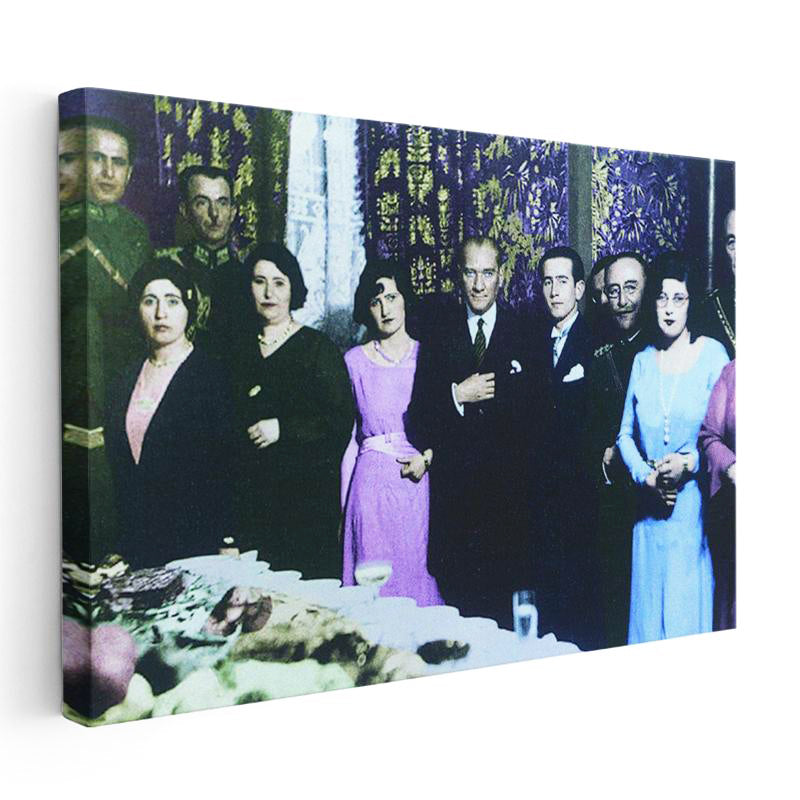 Yatay Kanvas Tablo Atatürk Salon Daveti Atatürk Tablosu Ev Ofis Duvar Dekoru
