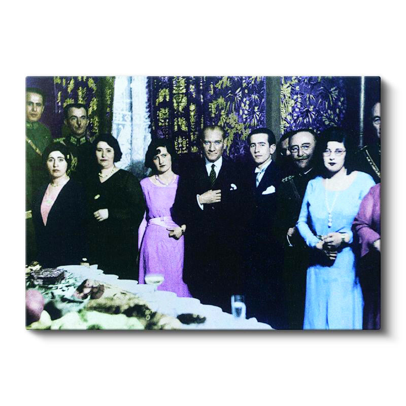 Yatay Kanvas Tablo Atatürk Salon Daveti Atatürk Tablosu Ev Ofis Duvar Dekoru