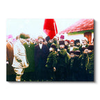 Yatay Kanvas Tablo Atatürk Ve Bayraklı Çocuk Atatürk Tablosu Ev Ofis Duvar Dekoru