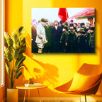 Yatay Kanvas Tablo Atatürk Ve Bayraklı Çocuk Atatürk Tablosu Ev Ofis Duvar Dekoru