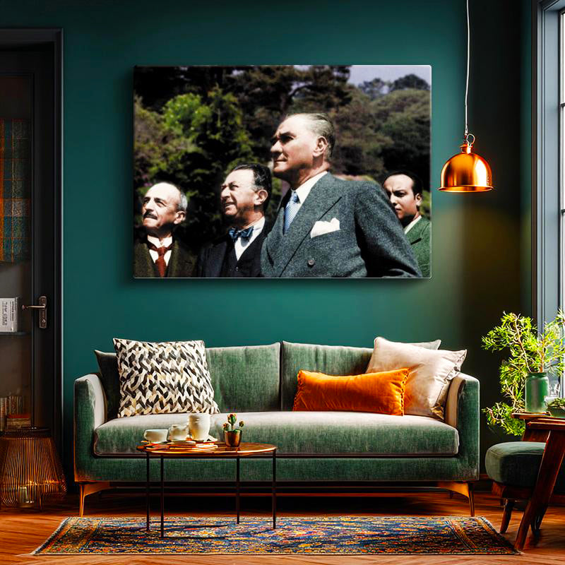 Yatay Kanvas Tablo Atatürk Renkli Yan Profil Atatürk Tablosu Ev Ofis Duvar Dekoru