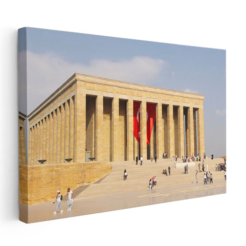 Yatay Kanvas Tablo Anıtkabir Kırmızı Bayrak Atatürk Tablosu Ev Ofis Duvar Dekoru