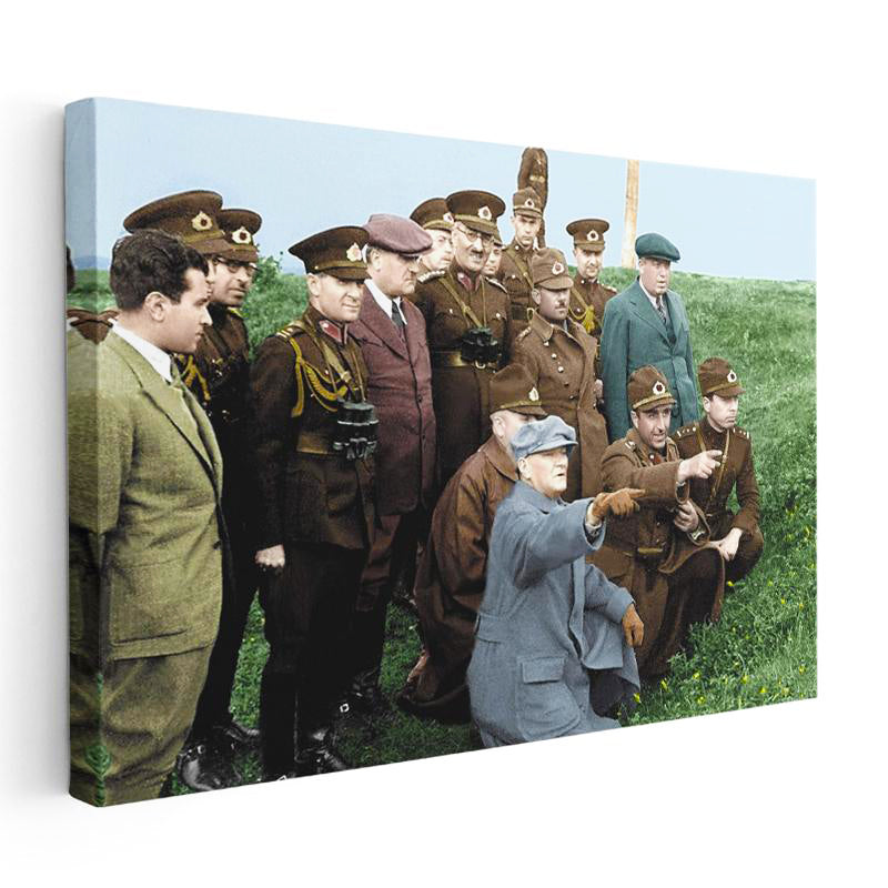 Yatay Kanvas Tablo Atatürk Cephe İşaret Atatürk Tablosu Ev Ofis Duvar Dekoru