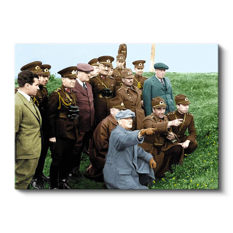 Yatay Kanvas Tablo Atatürk Cephe İşaret Atatürk Tablosu Ev Ofis Duvar Dekoru