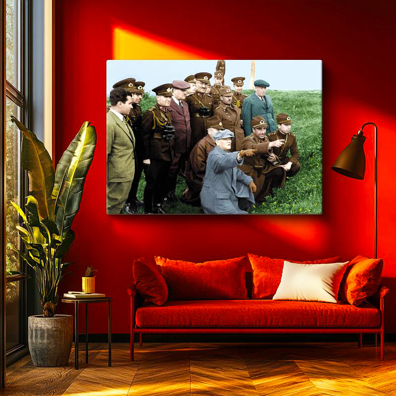 Yatay Kanvas Tablo Atatürk Cephe İşaret Atatürk Tablosu Ev Ofis Duvar Dekoru