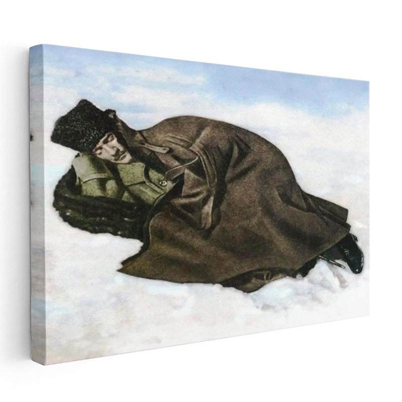 Yatay Kanvas Tablo Atatürk Karlar Üzerinde İstirahat Atatürk Tablosu Ev Ofis Duvar Dekoru