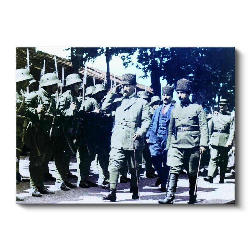 Yatay Kanvas Tablo Atatürk Askeri Tören Teftiş Atatürk Tablosu Ev Ofis Duvar Dekoru