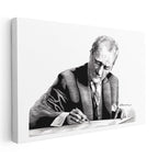 Yatay Kanvas Tablo Atatürk Çizim Yazı Yazarken Atatürk Tablosu Ev Ofis Duvar Dekoru