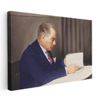 Yatay Kanvas Tablo Atatürk Mavi Takım Kitap İnceleme Atatürk Tablosu Ev Ofis Duvar Dekoru