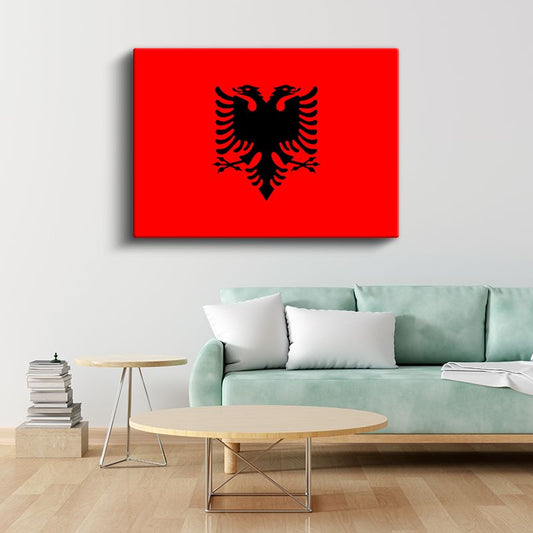 Arnavutluk Bayrağı - Kanvas Tablo