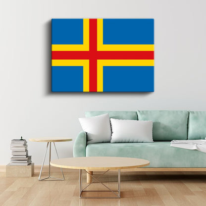 Åland Adaları Bayrağı - Kanvas Tablo