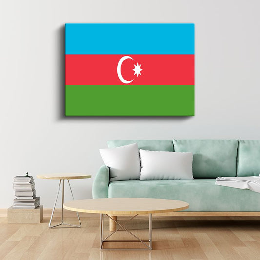 Azerbaycan Bayrağı - Kanvas Tablo