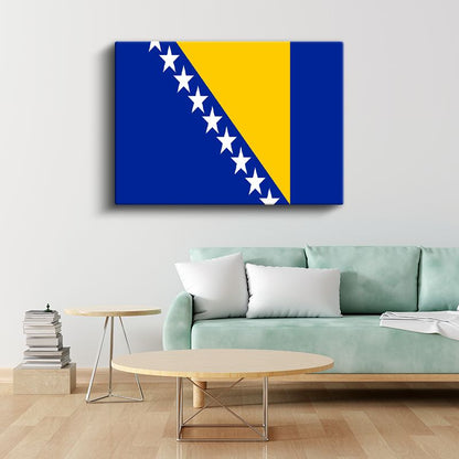 Bosna Hersek Bayrağı - Kanvas Tablo