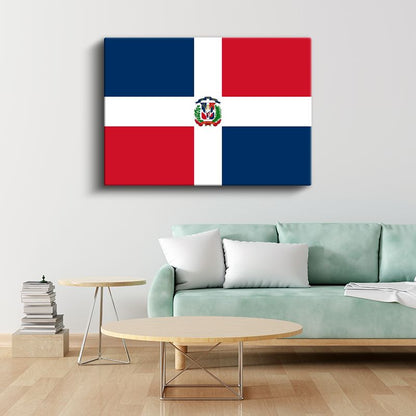 Dominik Cumhuriyeti Bayrağı - Kanvas Tablo