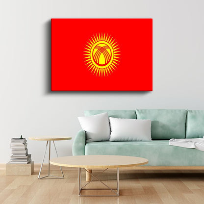 Kırgızistan Bayrağı - Kanvas Tablo